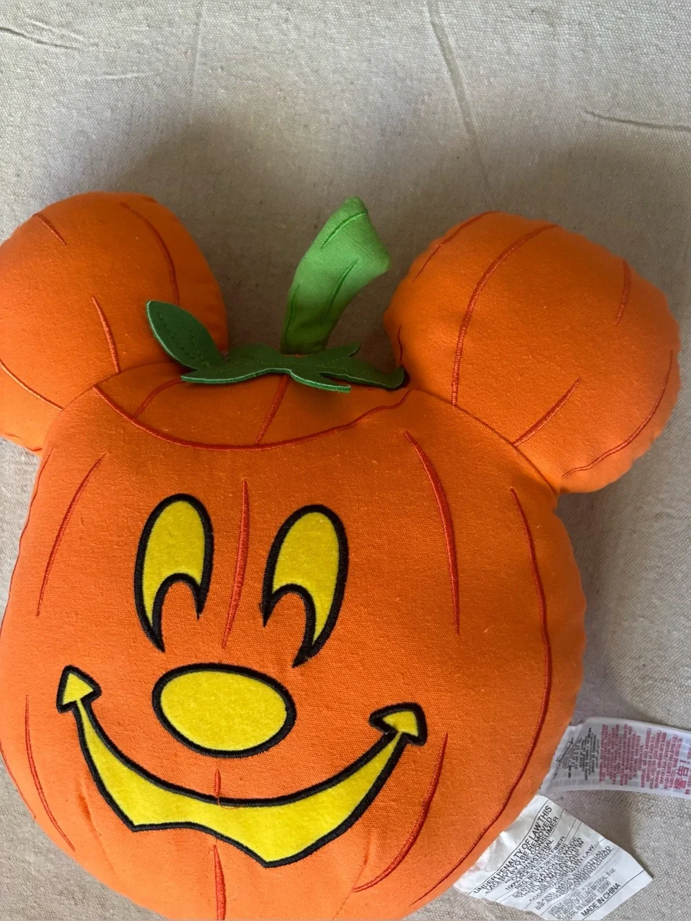 Disney Parks Halloween 2022 Mickey Pumpkin Pillow Jack-O-Lantern Orange Plush